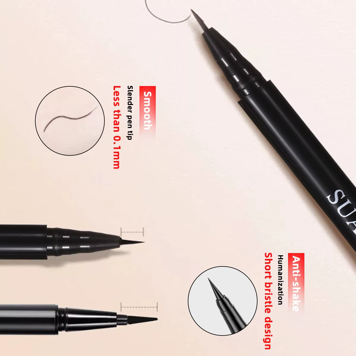 Waterproof Liquid Eyeliner Pen Black Eyeliner Pen - Ultra Fine Brush Head Waterproof Long-Lasting Makeup