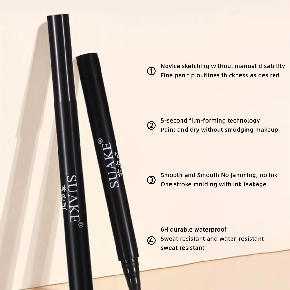 Waterproof Liquid Eyeliner Pen Black Eyeliner Pen - Ultra Fine Brush Head Waterproof Long-Lasting Makeup