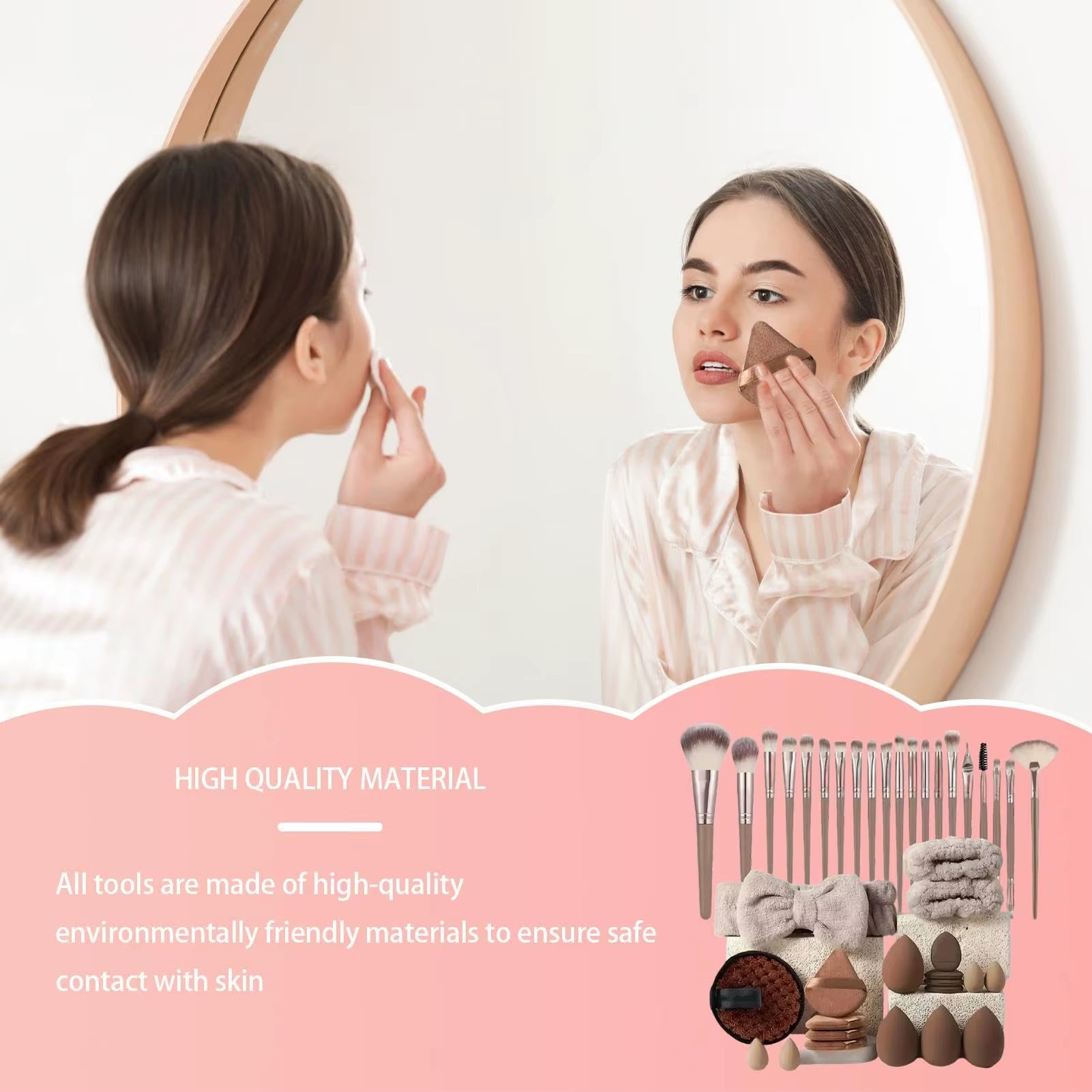  40Pcs Complete Makeup Brush Set, Professional Face Makeup Tools with Headband, Portable Kit for Beginners & Pros