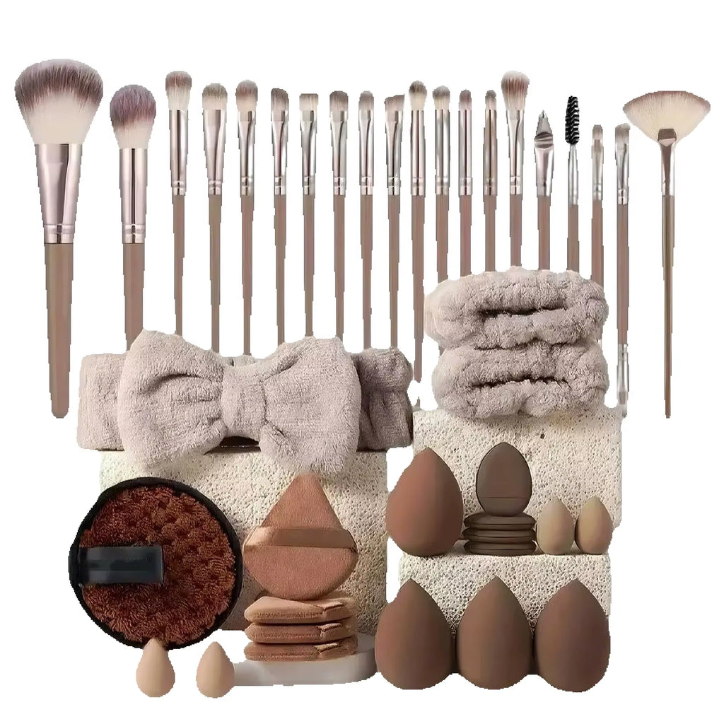  40Pcs Complete Makeup Brush Set, Professional Face Makeup Tools with Headband, Portable Kit for Beginners & Pros
