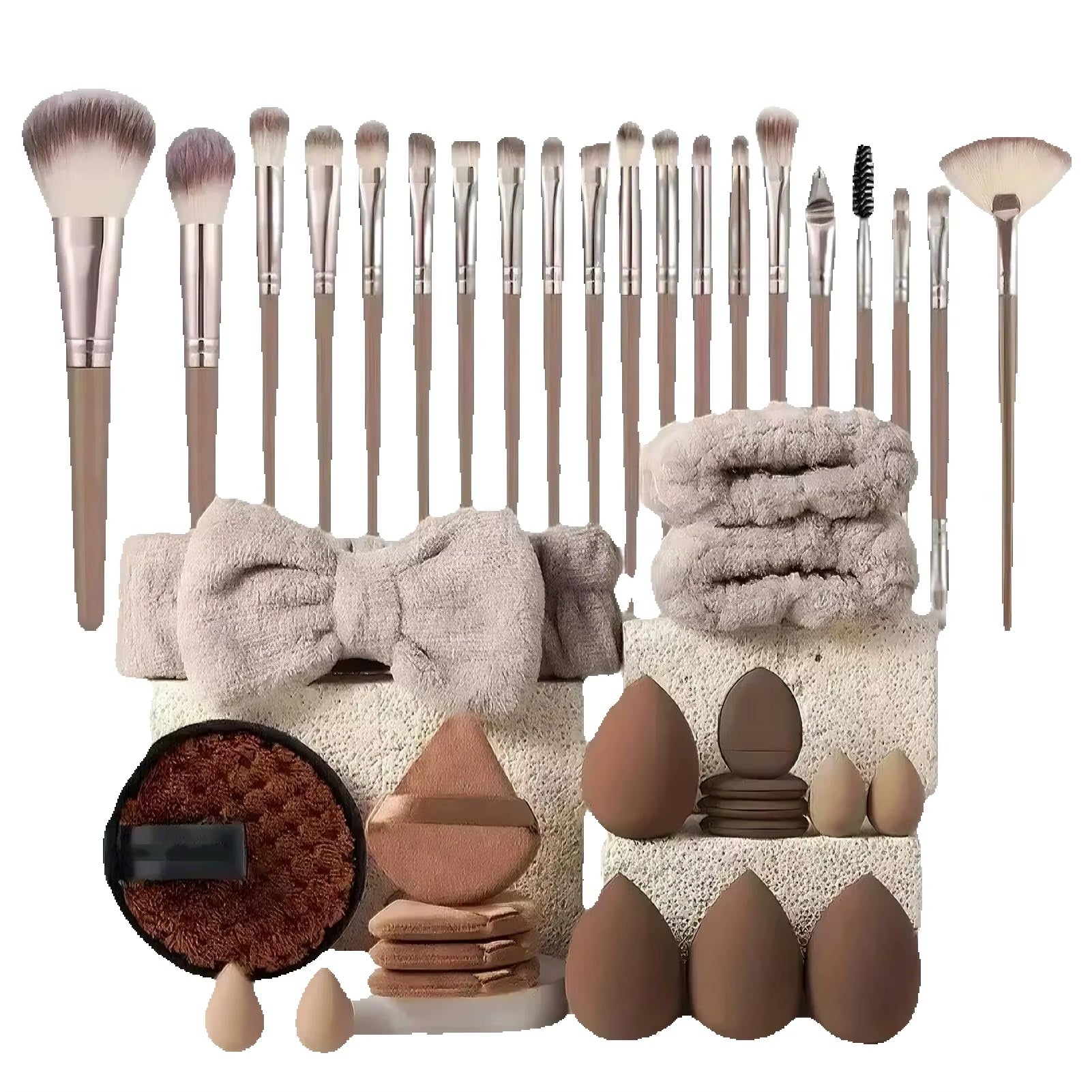  40Pcs Complete Makeup Brush Set, Professional Face Makeup Tools with Headband, Portable Kit for Beginners & Pros