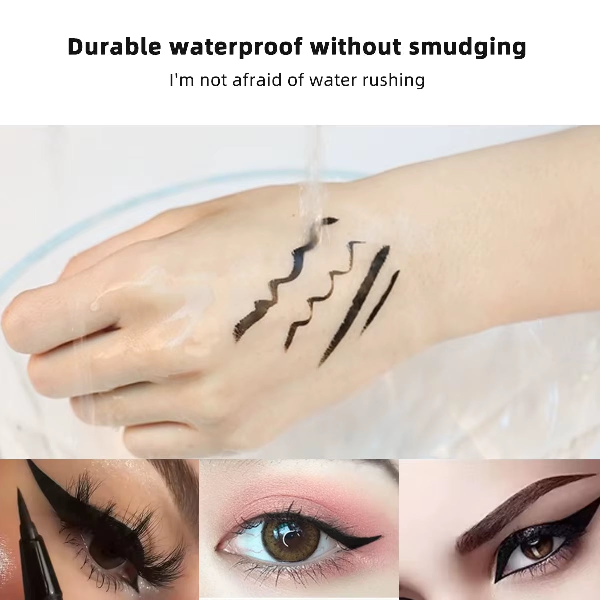 Waterproof Liquid Eyeliner Pen Black Eyeliner Pen - Ultra Fine Brush Head Waterproof Long-Lasting Makeup